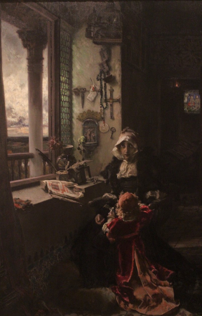 La reina doña Juana la Loca, recluida en Tordesillas con su hija, la infanta doña Catalina tekijältä Francisco Pradilla y Ortiz