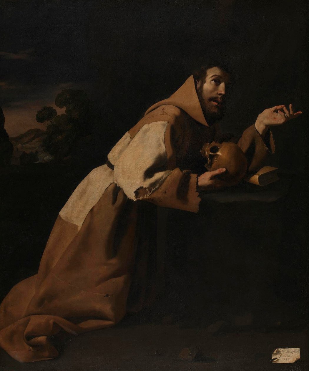 Pyhä Franciscus meditaatiossa tekijältä Francisco de Zurbaran