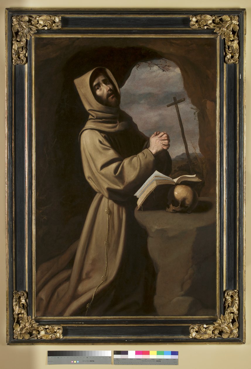 Pyhä Franciscus rukouksessa luolassa, 1650-55 tekijältä Francisco de Zurbaran