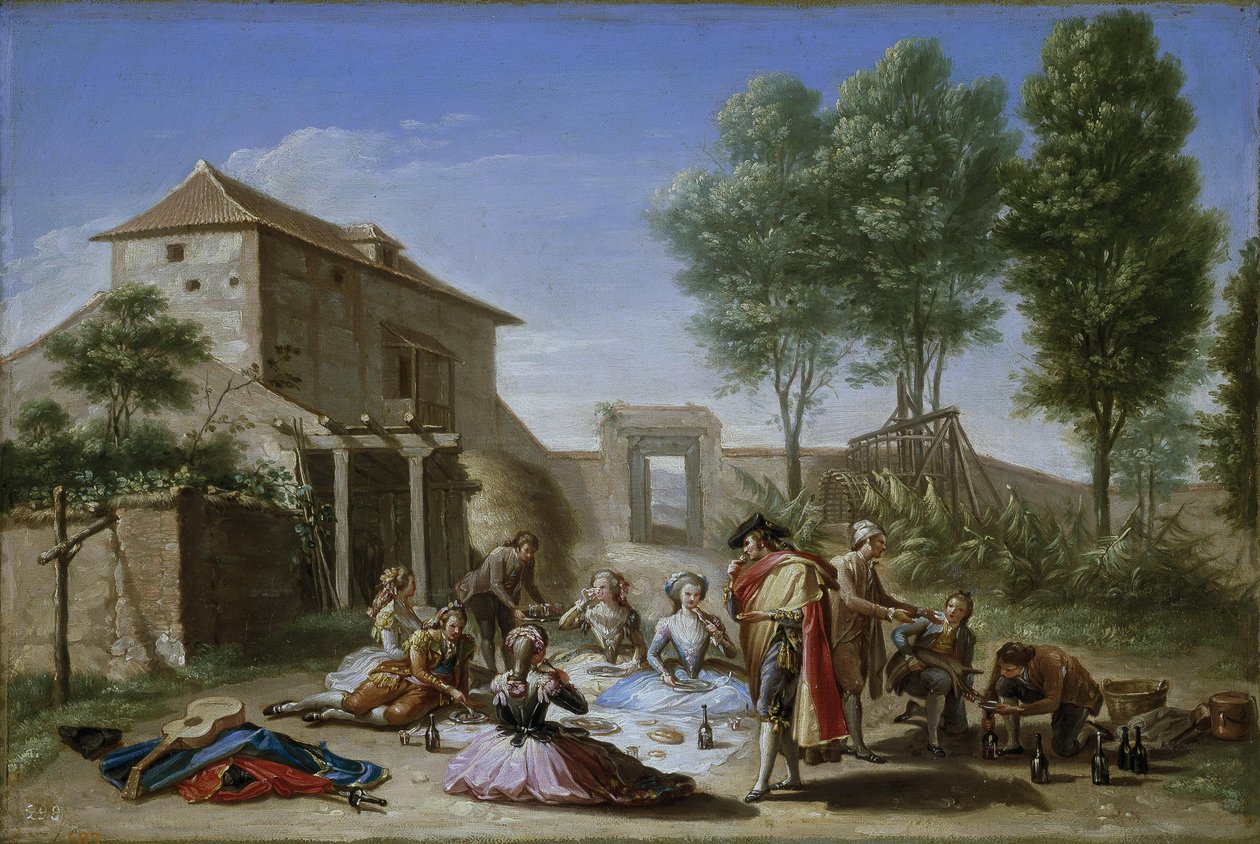 Snack in the Field, n. 1784-5 (öljy kankaalle) tekijältä Francisco Bayeu y Subias