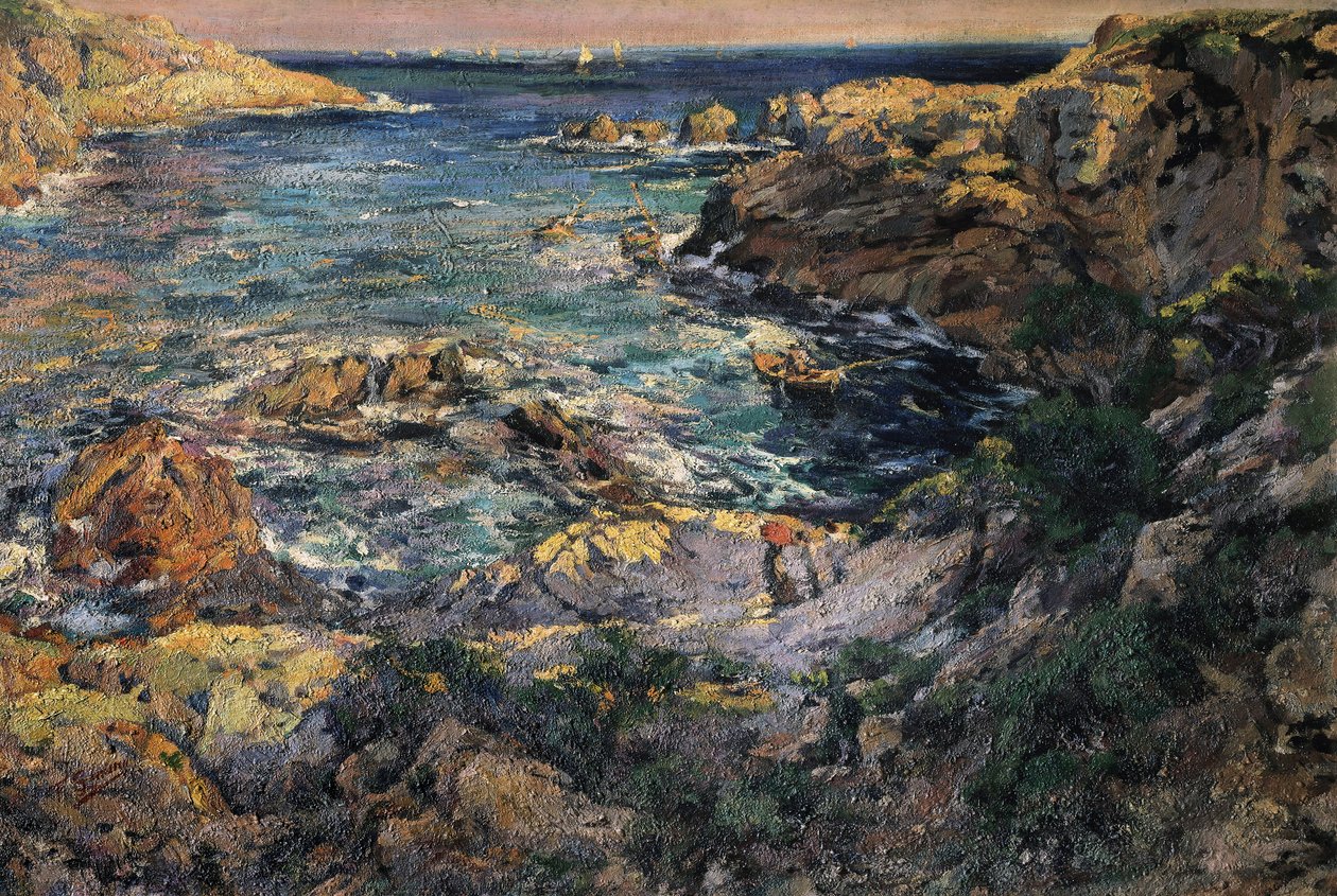 "" Näkymä Aiguablavan rannikolle Espanjassa "" Francesc Gimeno i Arasan (1858-1927) maalaus 1800-luvun loppu 1900-luvun Barcelona. Katalonian kansallinen taidemuseo. tekijältä Francisco Gimeno y Arasa