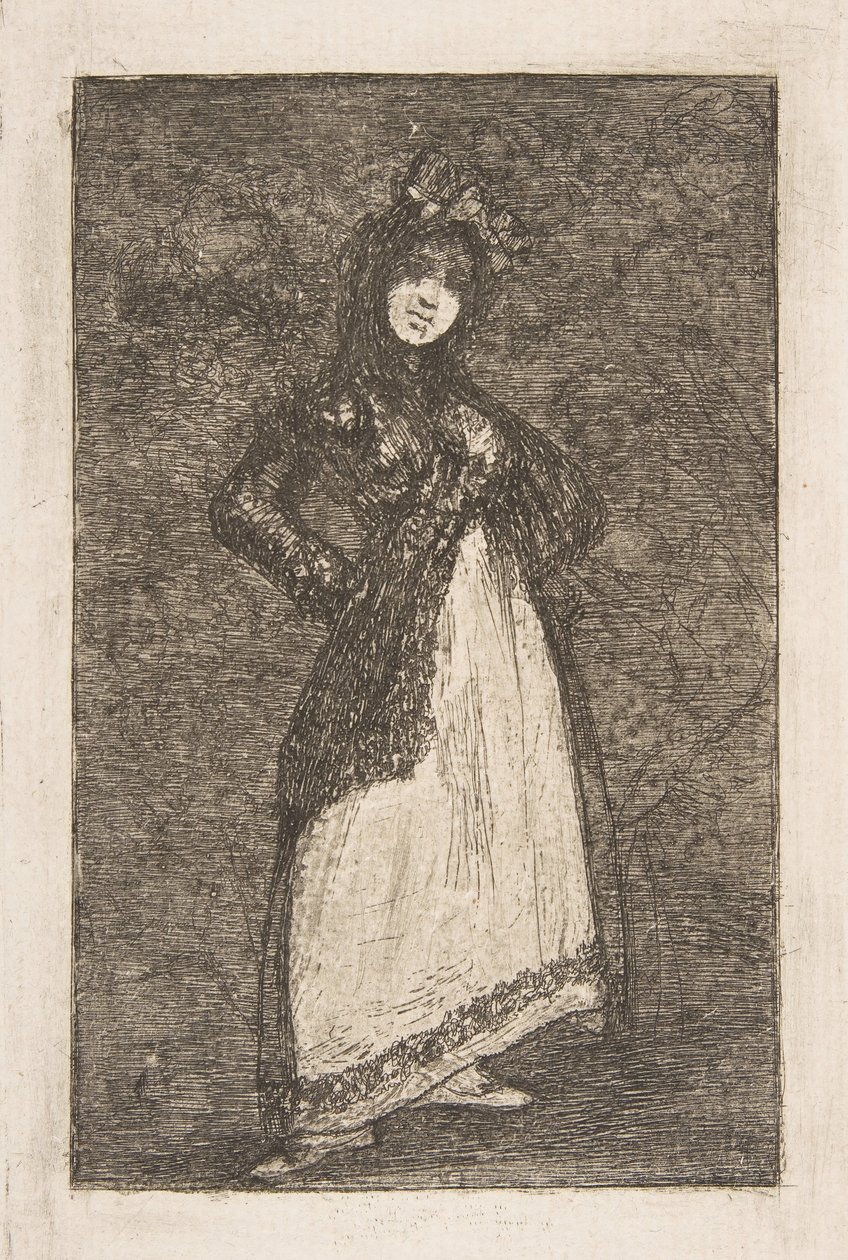 Maja seisoo tummaa taustaa vasten Maja. tekijältä Francisco de Goya