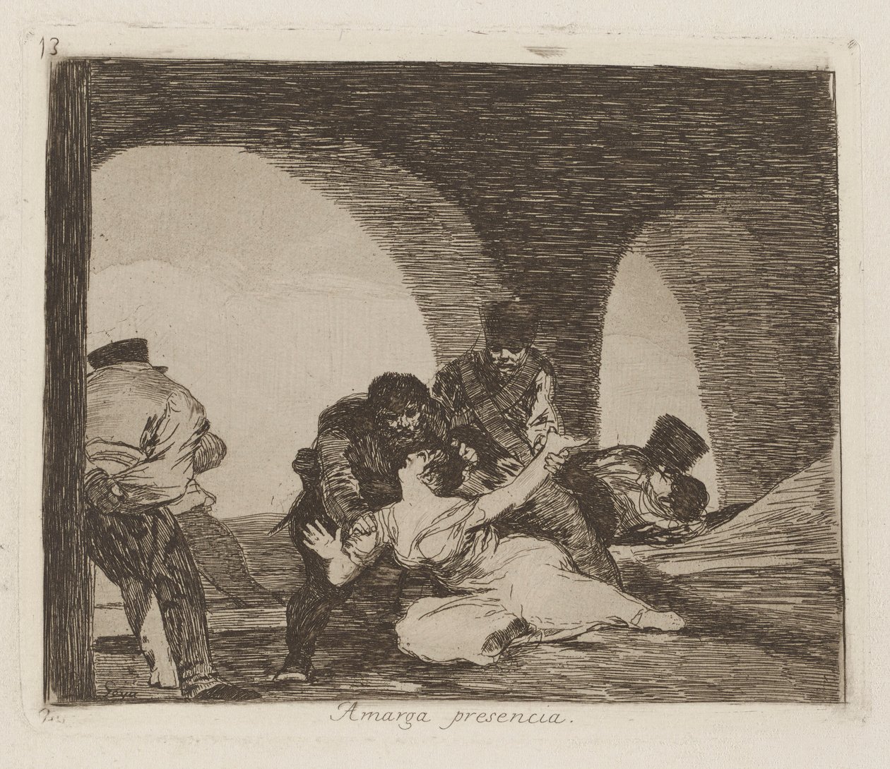 Karvas läsnäolo (Bitter to Be Present), pl. 13 sarjasta The Disasters of War tekijältä Francisco de Goya
