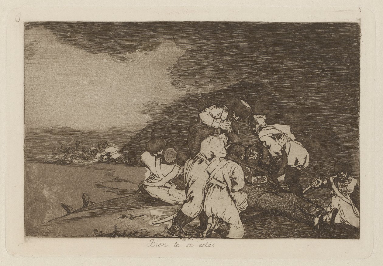Oletko kunnossa? (Se palvelee sinua oikein), pl. 6 sarjasta The Disasters of War tekijältä Francisco de Goya