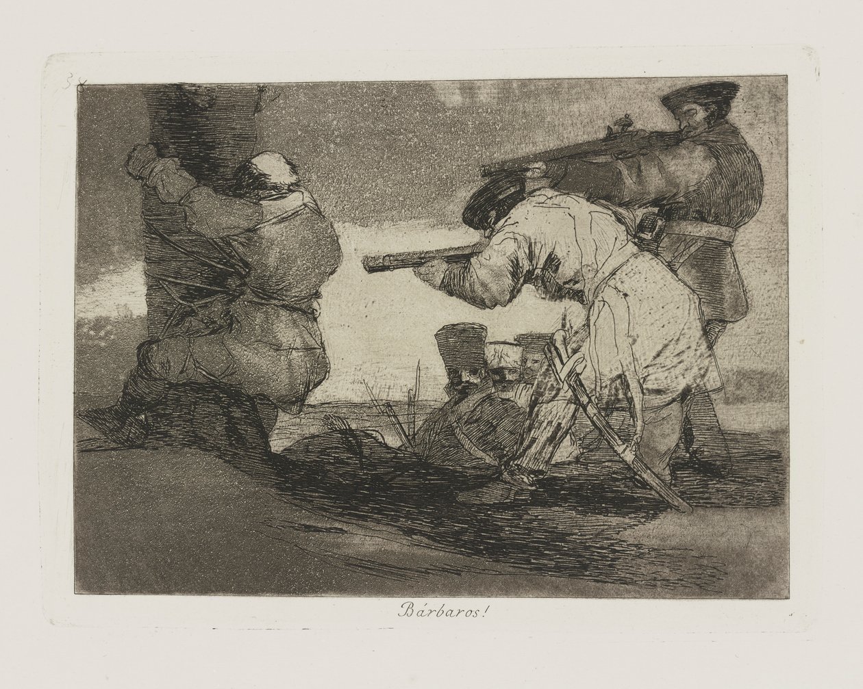 Bàrbars! (Barbarians!), pl. 38 from the series Els desastres de la guerra (The Disasters of War) tekijältä Francisco de Goya