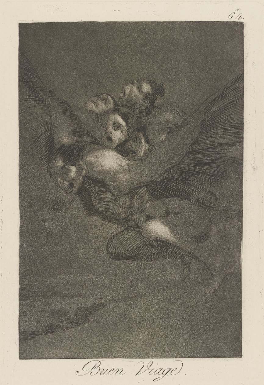 Hyvää matkaa. (Bon Voyage.), pl. 64 sarjasta The whims tekijältä Francisco de Goya