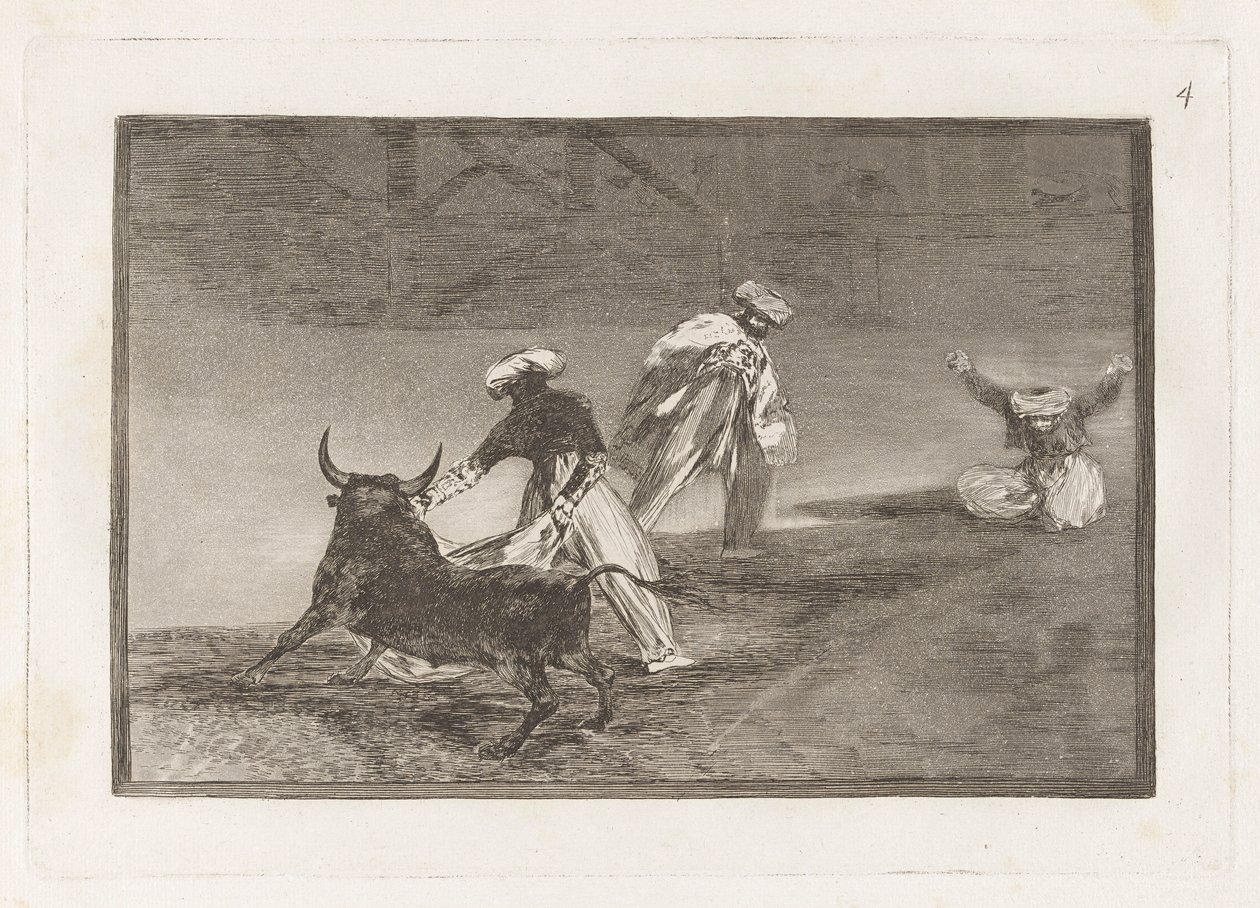 Capean otro encerrado (He pelaavat toista niemen kanssa aitauksessa), levy 4 La tauromaquiasta tekijältä Francisco de Goya
