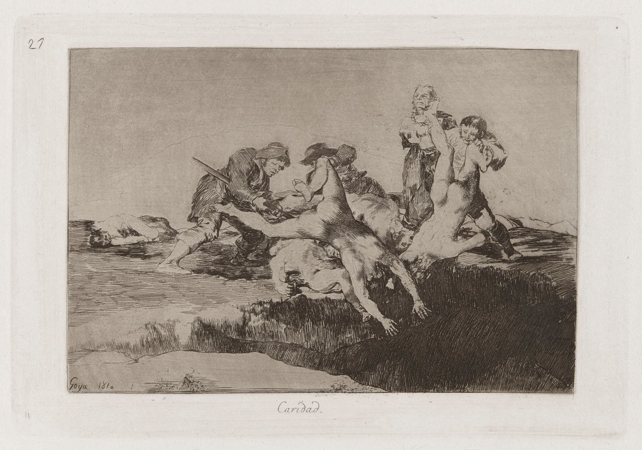 Caridad (Charity), Plate 27 from Los desastres de la guerra (The Disasters of War)   1336764   fi       finnish Successfully Translated  Original: Bankettstilleben mit einem Silberbecher, umgestürztem Krug, Translat: Bankettstilleben mit einem Silberbecher tekijältä Francisco de Goya