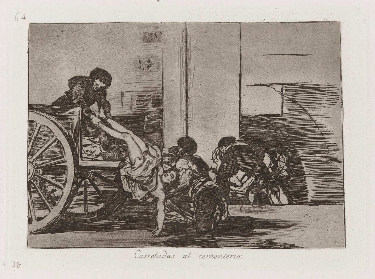 Kärryt hautausmaalle, levy 64 julkaisusta The Disasters of War tekijältä Francisco de Goya