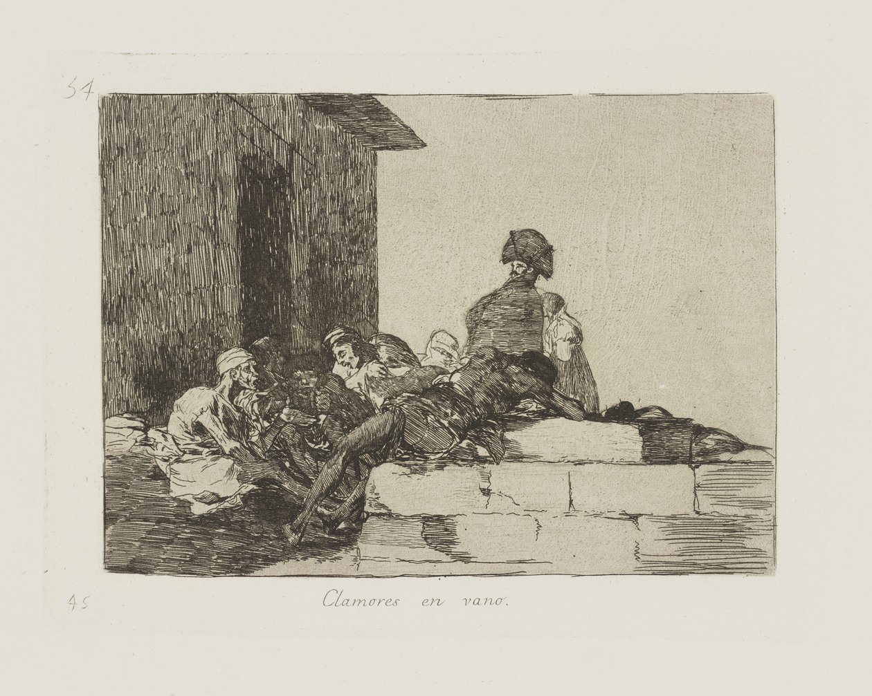 Huudot turhaan. (Valitukset turhaan.), pl. 54 sarjasta The Disasters of War tekijältä Francisco de Goya