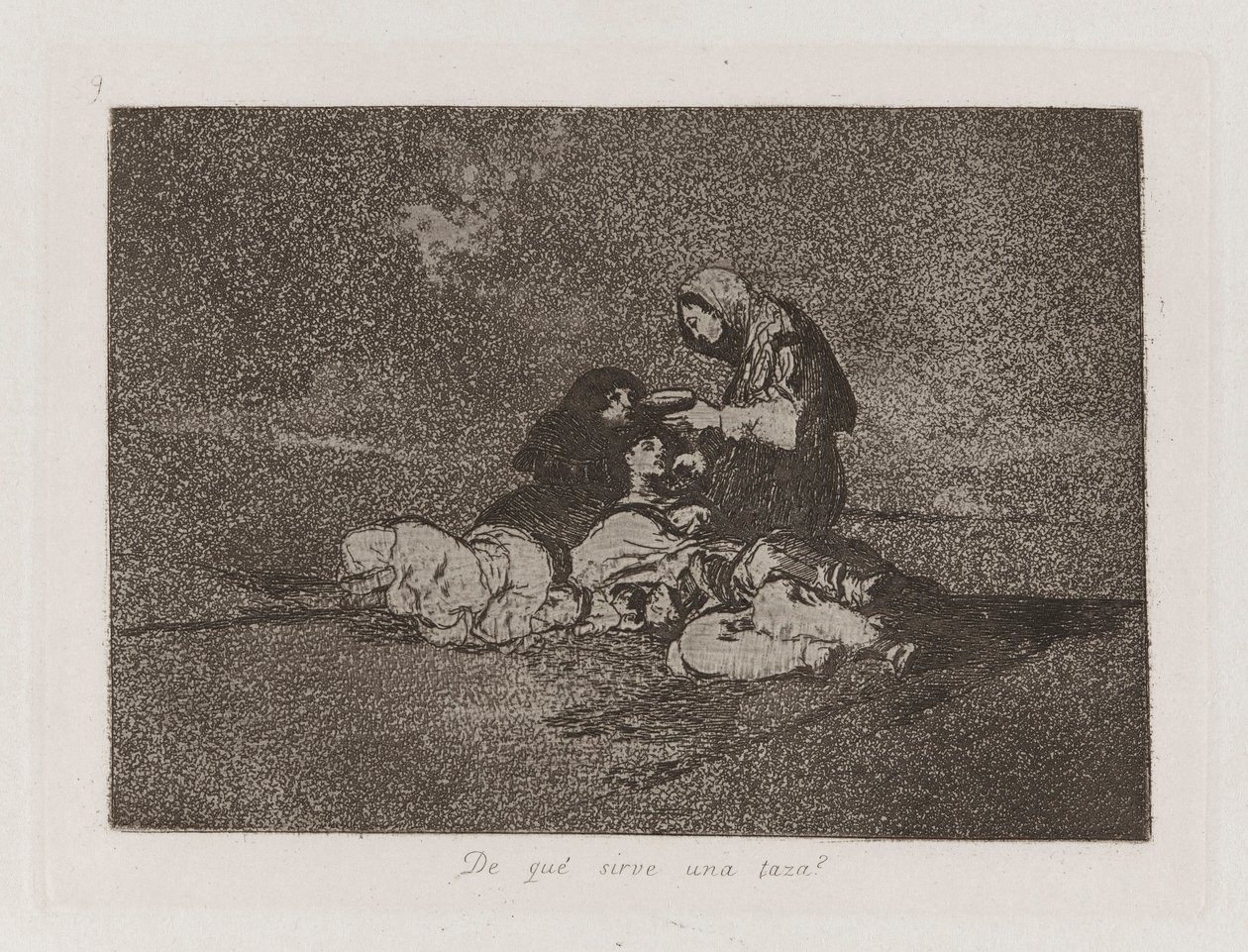 mistä? tarjoilee kupin? (Mikä on kupin käyttö?), levy 59 julkaisusta The Disasters of War tekijältä Francisco de Goya