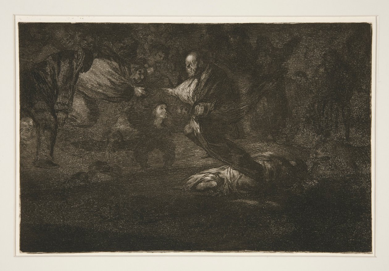 Jumala kasvattaa heidät ja he liittyvät yhteen (Jumala luo heidät ja he liittyvät yhteen), pl. 18 sarjasta Sananlaskut tekijältä Francisco de Goya