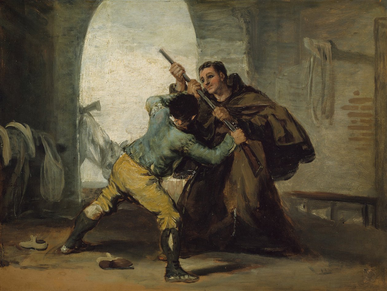 Friar Peter wrests the Gun from El Maragato, n. 1806. tekijältä Francisco de Goya