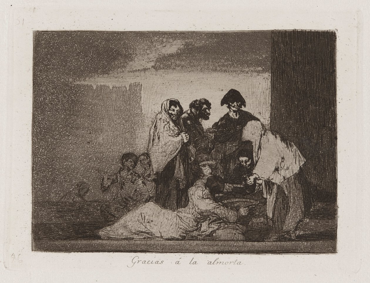 Kiitos ? la almorta (Kiitos Milletille), levy 51 julkaisusta The Disasters of War tekijältä Francisco de Goya