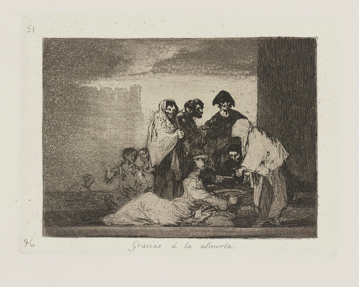 Kiitos ? herne (Kiitos Milletille.), pl. 51 sarjasta The Disasters of War tekijältä Francisco de Goya