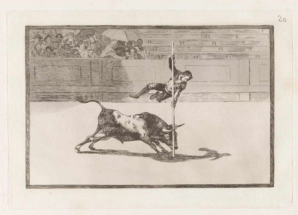 Juanito Apinanin keveys ja röyhkeys Madridin [Ringissä], levy 20 La Tauromaquiasta tekijältä Francisco de Goya