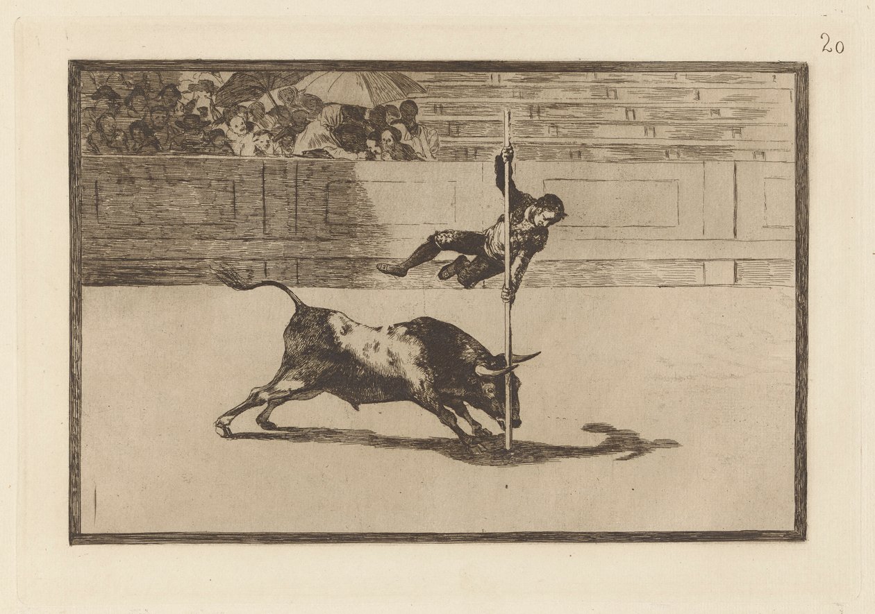 Juanito Apinanin keveys ja röyhkeys Madridissa [Ringissä], levy 20 La Tauromaquiasta tekijältä Francisco de Goya