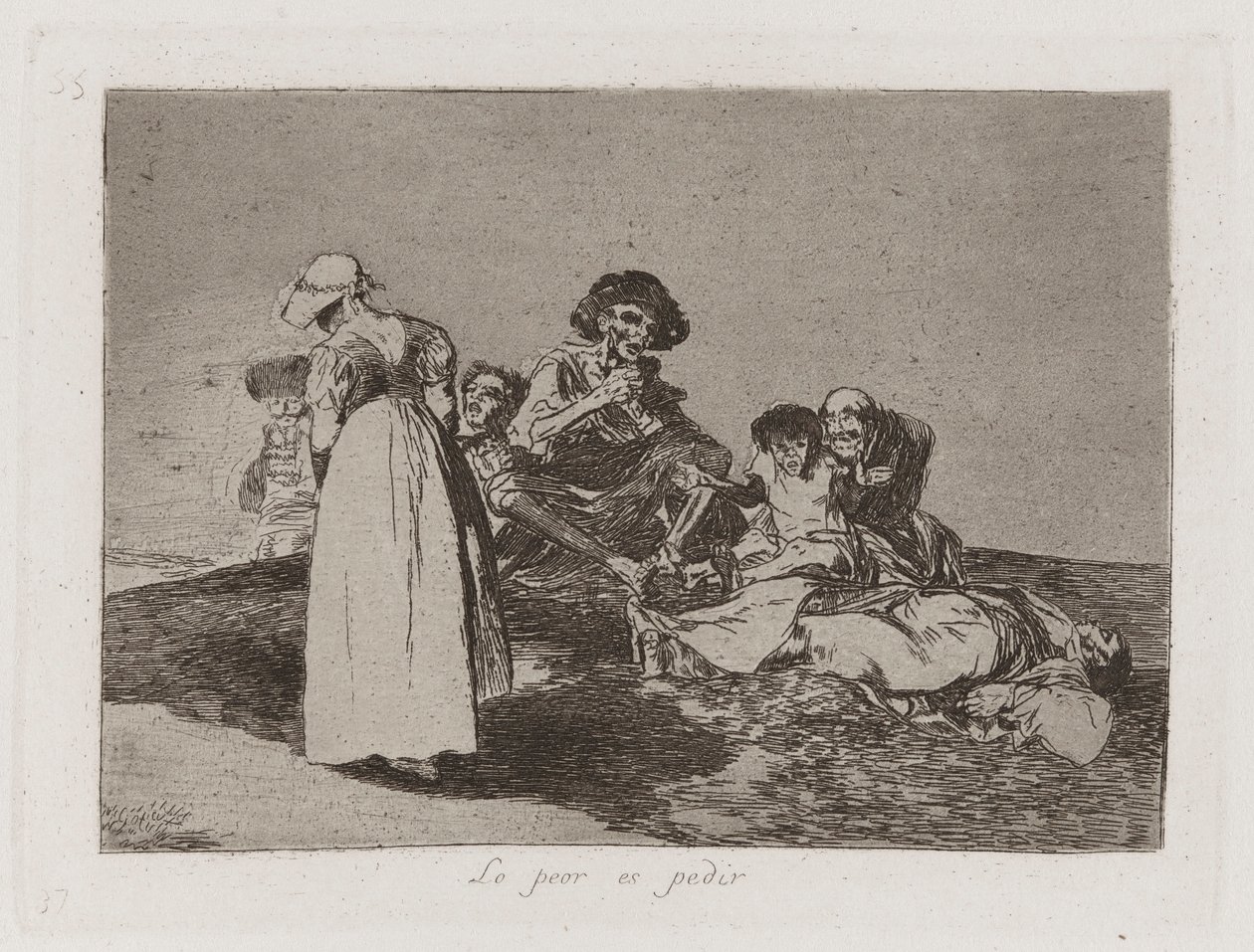 Pahinta on kerjääminen (Pahinta on kerjääminen), levy 55 julkaisusta The Disasters of War tekijältä Francisco de Goya