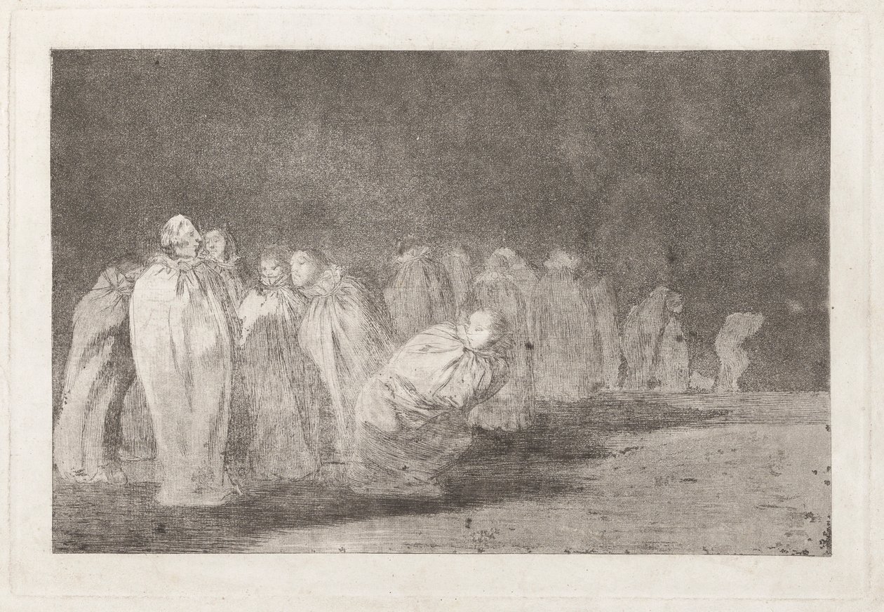Los ensacados (The Men in Sacks), joka tunnetaan myös nimellä So el sayal, hay al (Säkkikankaan alla on jotain), sarjasta Los disparates (Los proverbios) tekijältä Francisco de Goya