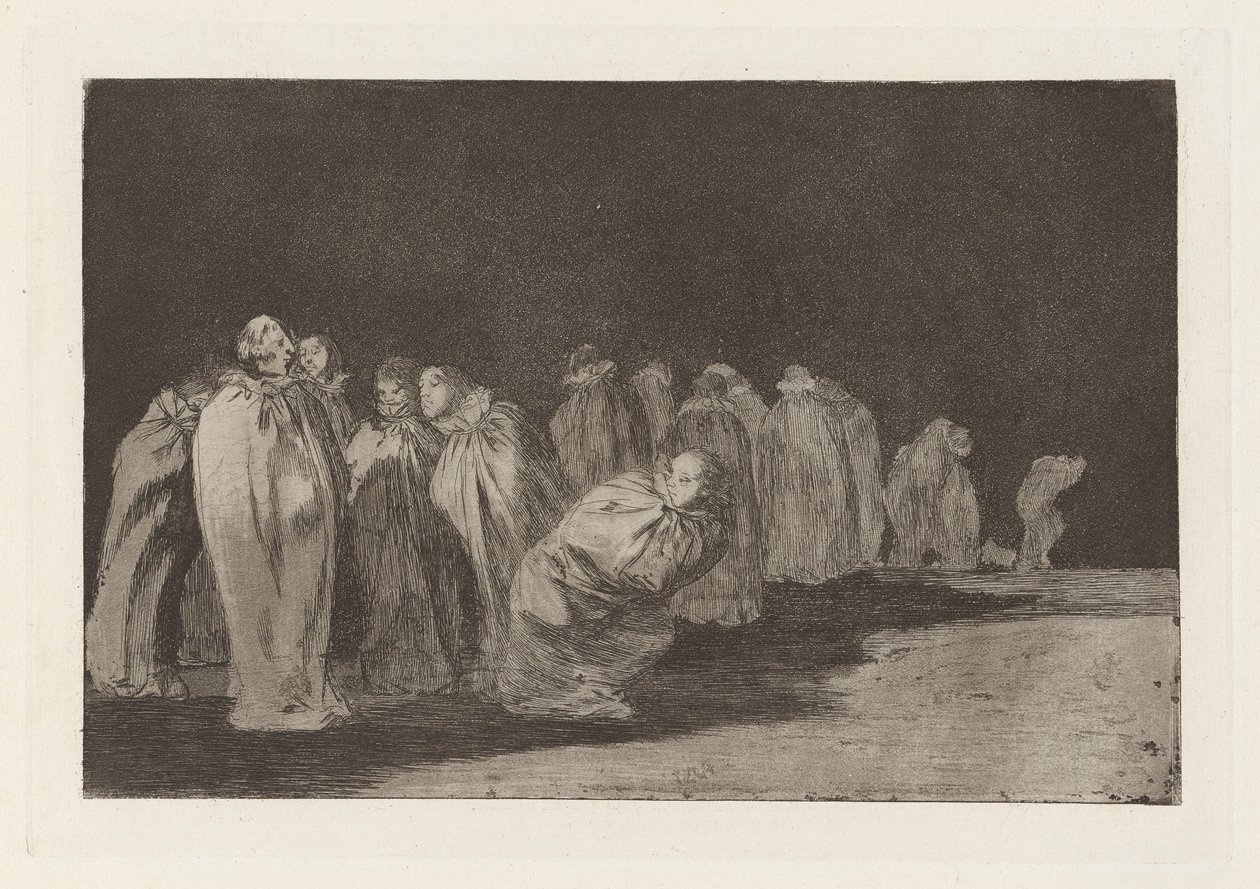 Los ensacados (The Men in Sacks), joka tunnetaan myös nimellä So el sayal, hay al (Säkkikankaan alla on jotain), sarjasta Los disparates (Los proverbios) tekijältä Francisco de Goya