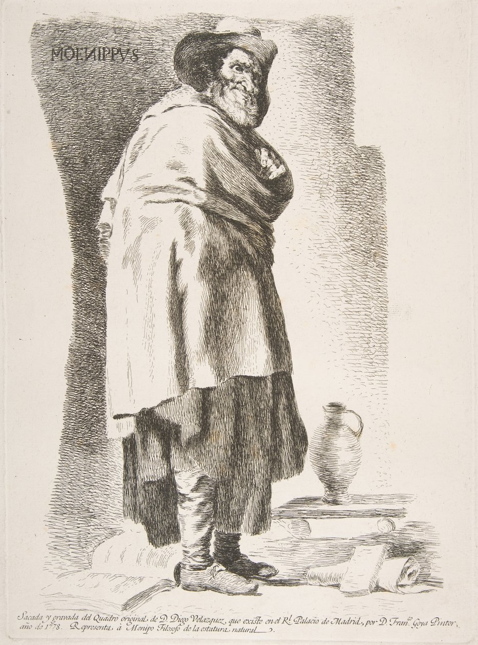 Filosofi Moenippus Menipo, 1778. tekijältä Francisco de Goya
