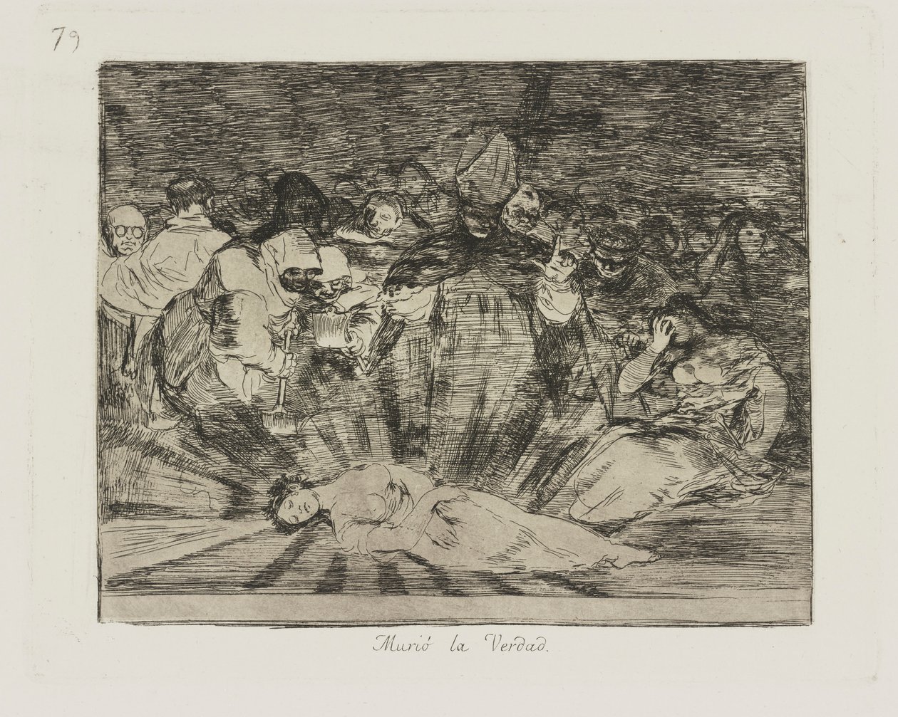 kuoli? totuus. (Totuus on kuollut.), pl. 79 sarjasta The Disasters of War tekijältä Francisco de Goya
