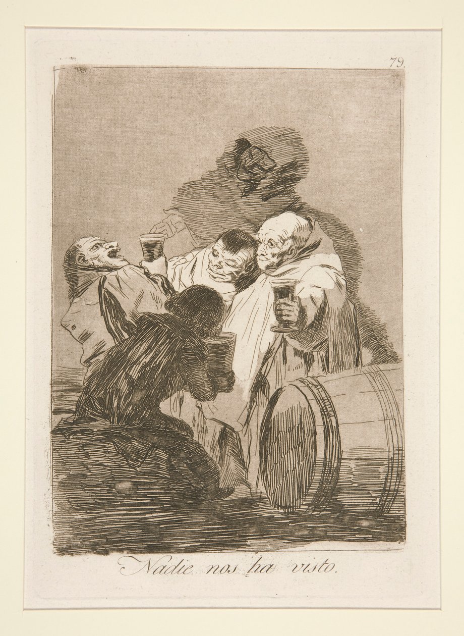 Kukaan ei ole nähnyt meitä (No One Has Seen Us), pl. 79 sarjasta The whims tekijältä Francisco de Goya