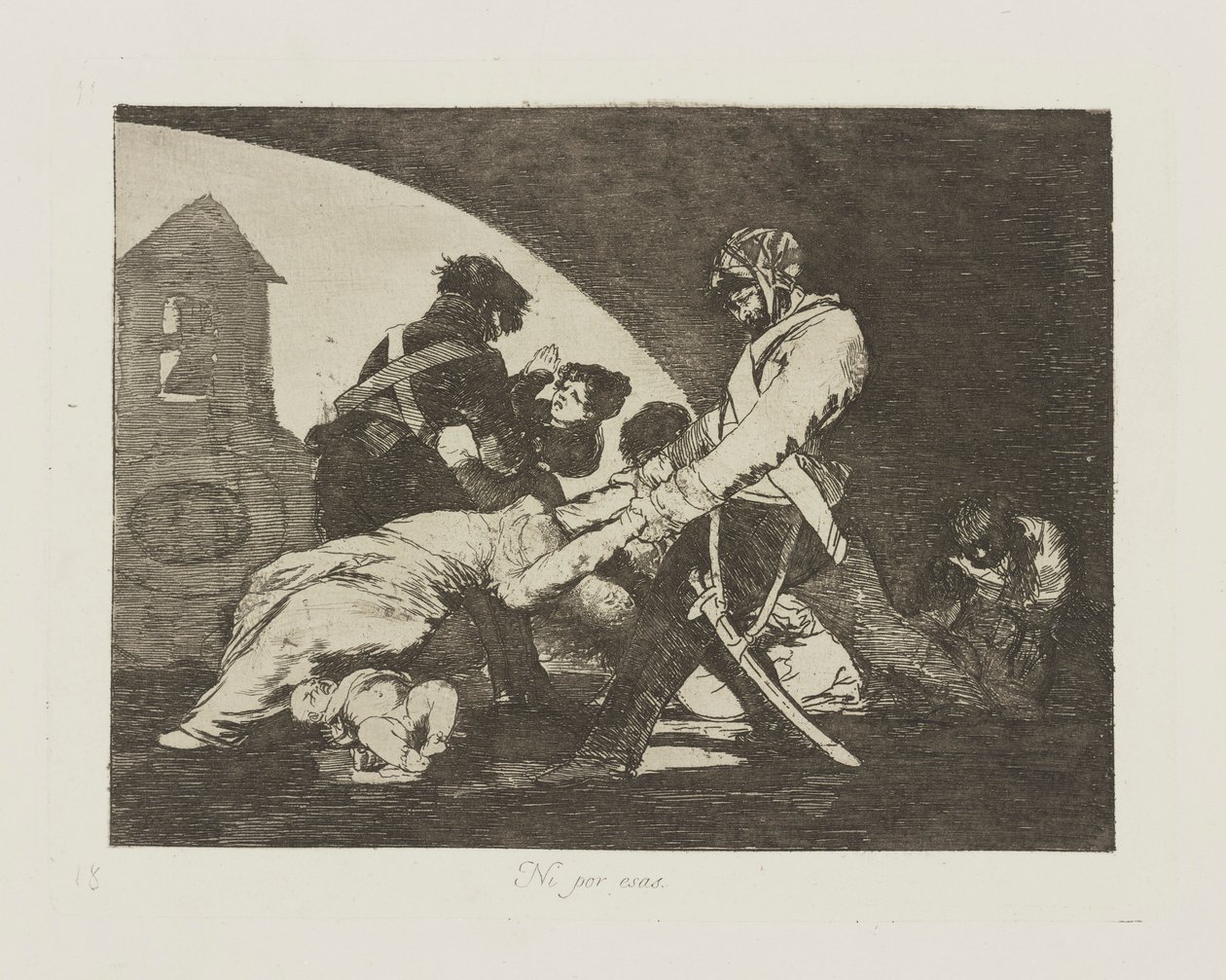 Ei edes niille. (Älä tee näitäkään.), pl. 11 sarjasta The Disasters of War tekijältä Francisco de Goya
