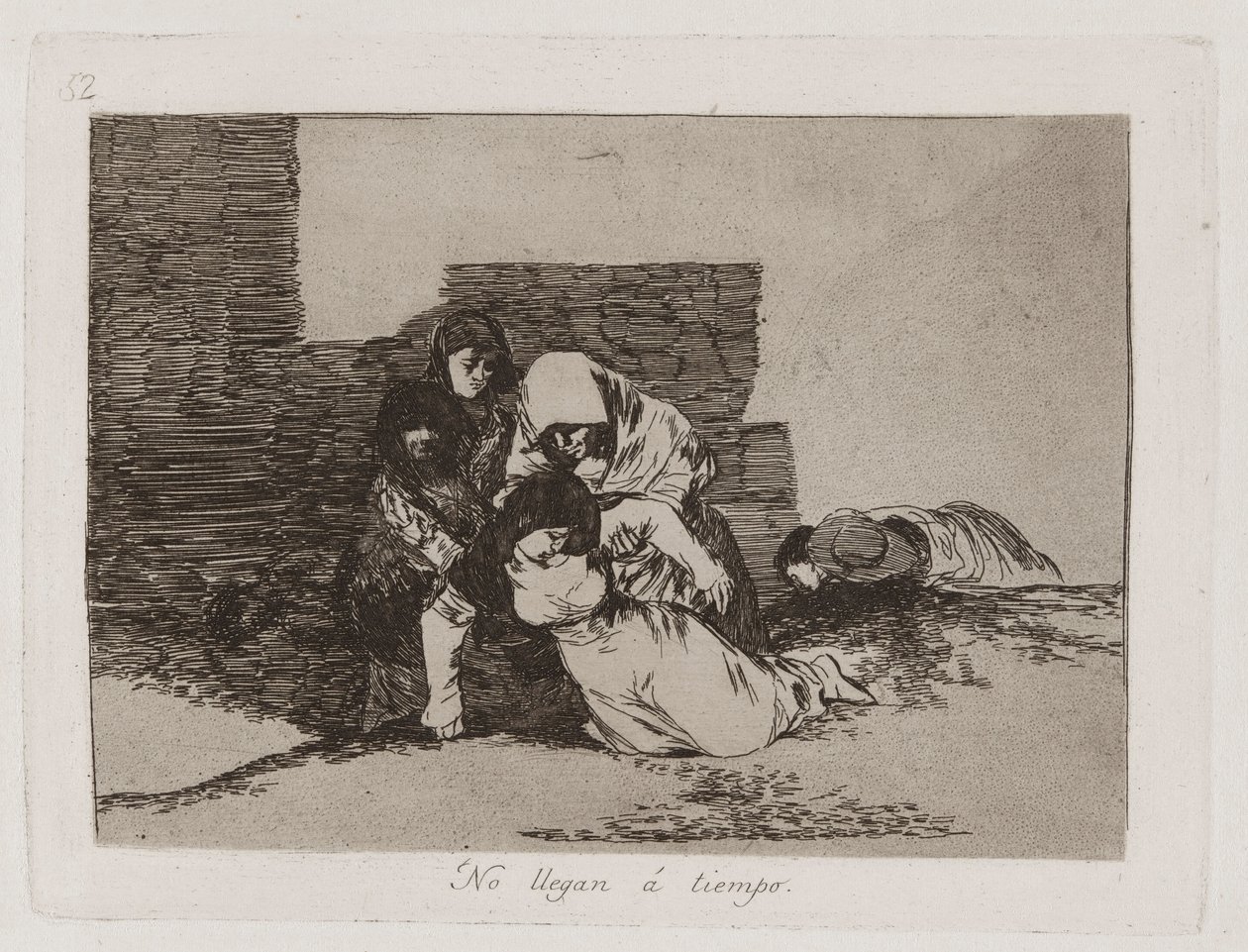 Eivätkö he tule perille? He eivät saavu ajoissa, levy 52 julkaisusta The Disasters of War tekijältä Francisco de Goya