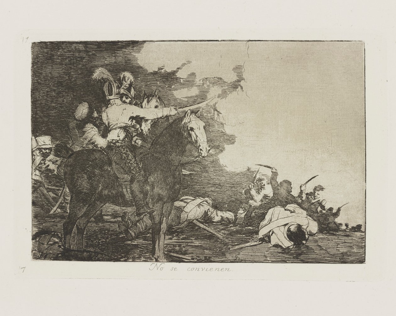 He eivät ole samaa mieltä. (He eivät ole samaa mieltä.), pl. 17 sarjasta The Disasters of War tekijältä Francisco de Goya
