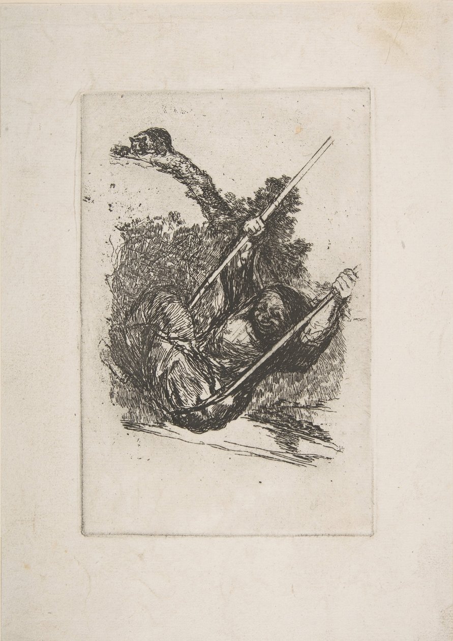 Vanha nainen keinussa Vieja columpiándose.n.d. tekijältä Francisco de Goya