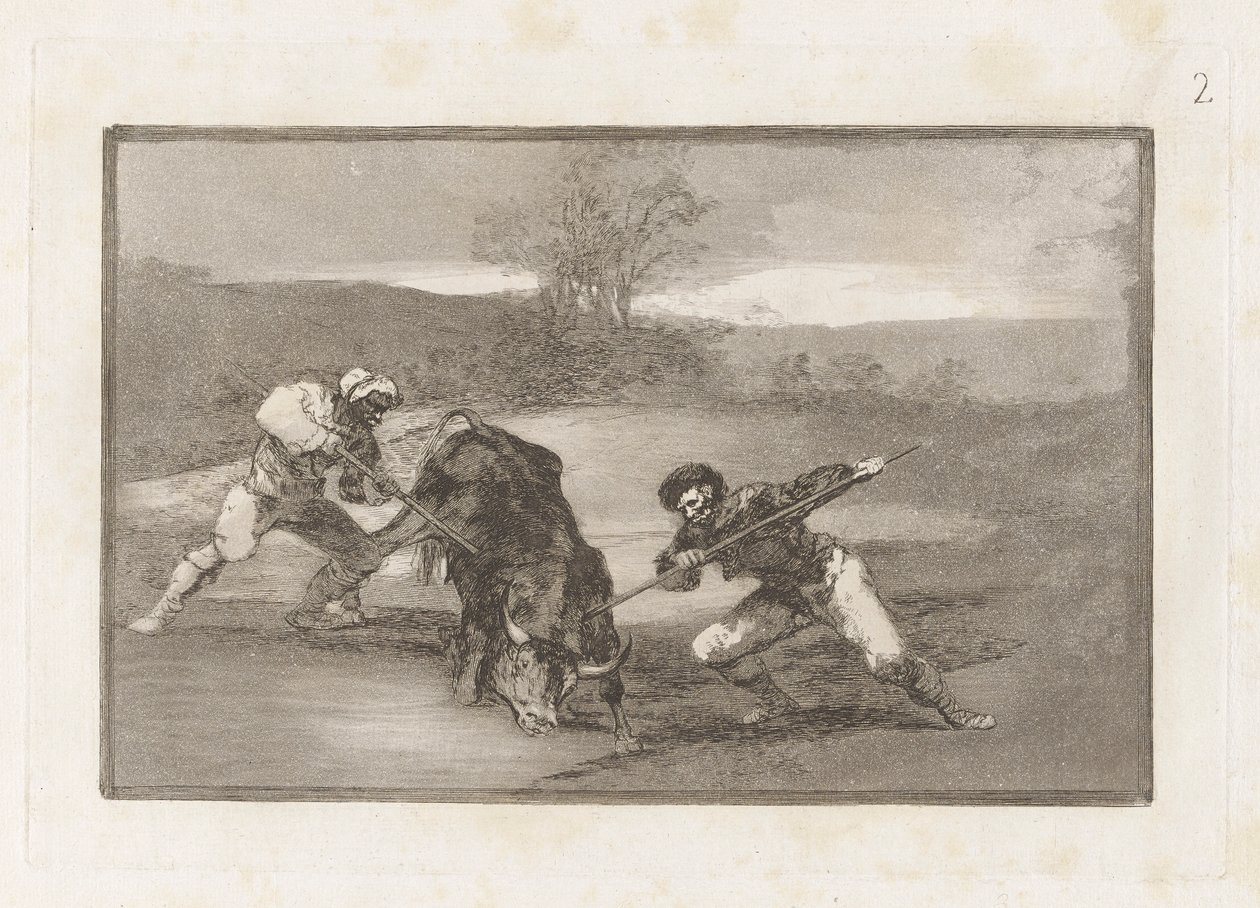 Toinen tapa metsästää? jalka (Toinen tapa metsästää jalan), levy 2 La tauromaquiasta tekijältä Francisco de Goya