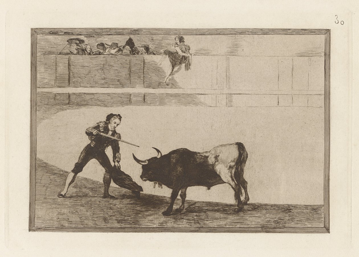 Pedro Rosemary? seisova härkä (Pedro Romero Killing the Halted Bull), The Bull Machineryn levy 30 tekijältä Francisco de Goya