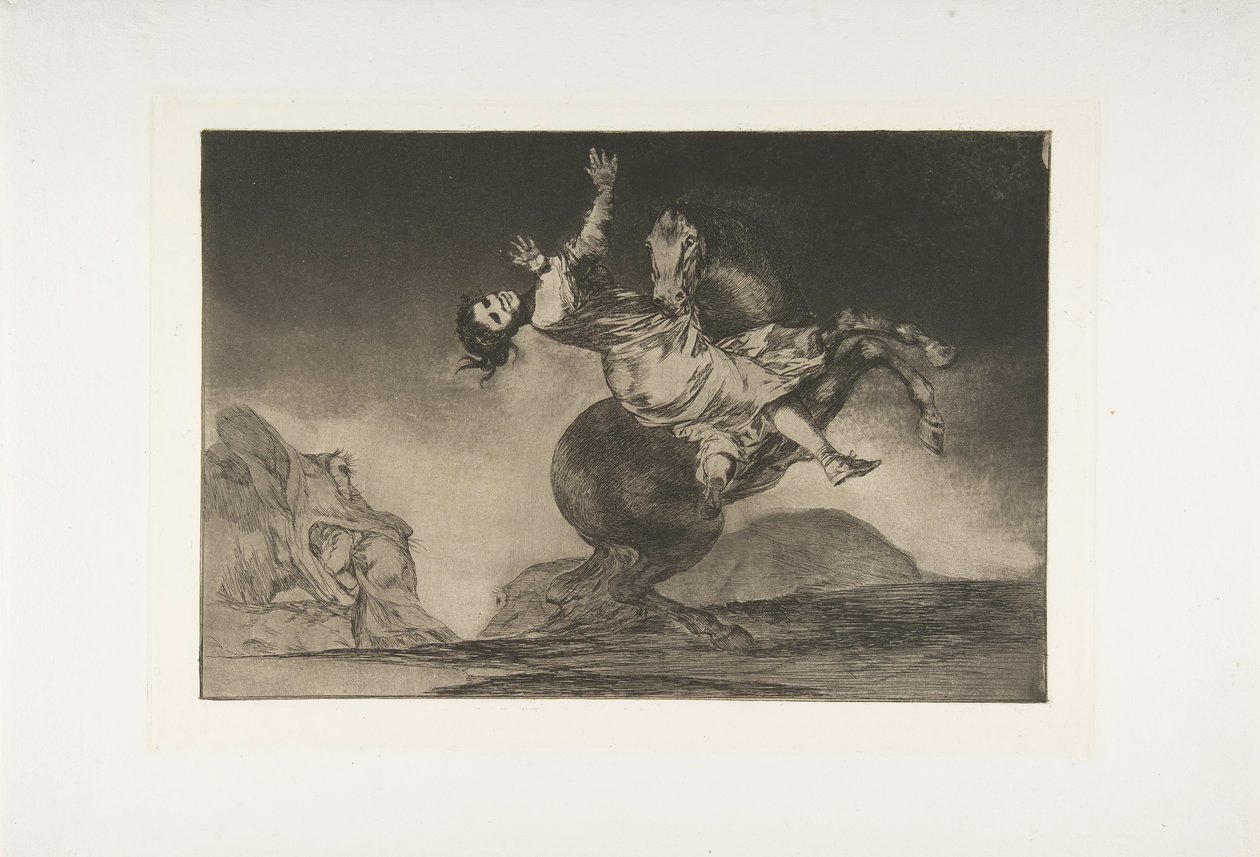 Levy 10 Disparatesista: Hevoskaappaja, n. 1816-23 julkaistu 1864. tekijältä Francisco de Goya