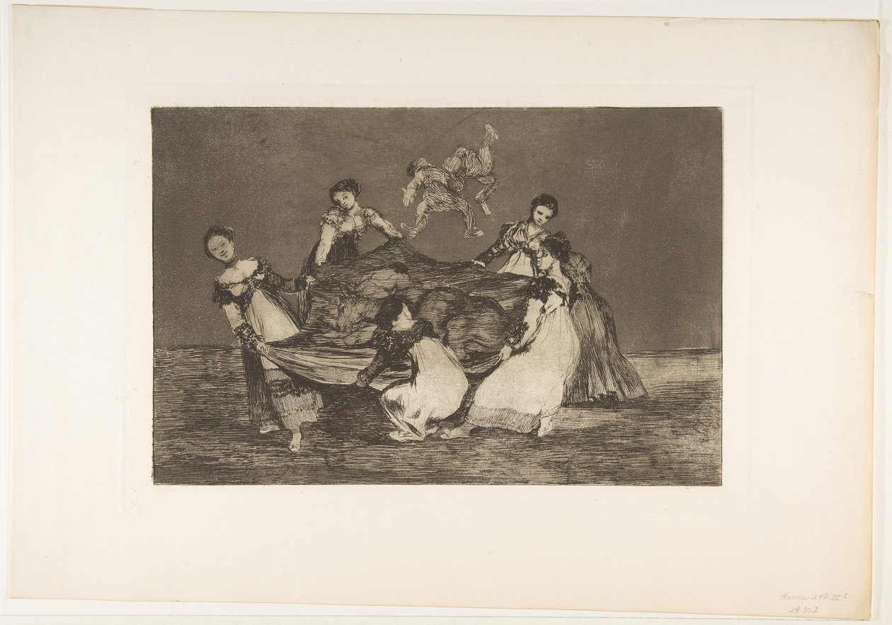 Levy 1 Disparatesista: Feminine Folly., ca. 1816-23 julkaistu 1864. tekijältä Francisco de Goya