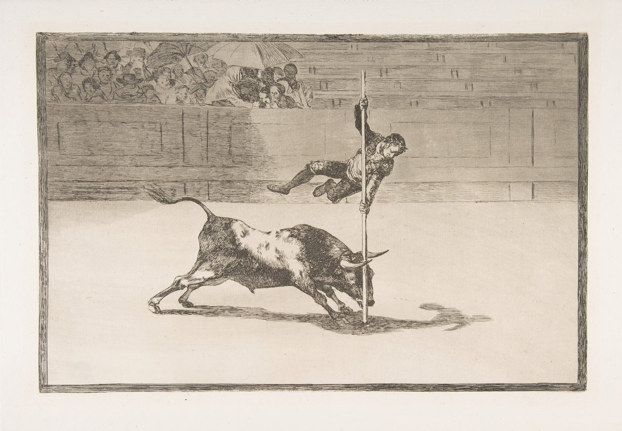 Tauromaquian levy 20: Juanito Apiñanin ketteryys ja rohkeus [kehässä]..., 1816. tekijältä Francisco de Goya