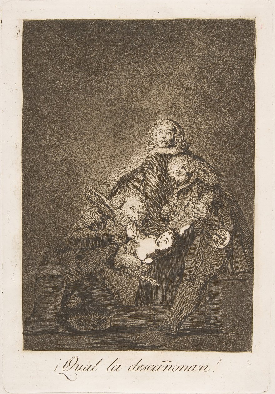 Levy 21 Los Caprichosista: Kuinka he kynivät hänet! Laadukas decannon!, 1799. tekijältä Francisco de Goya