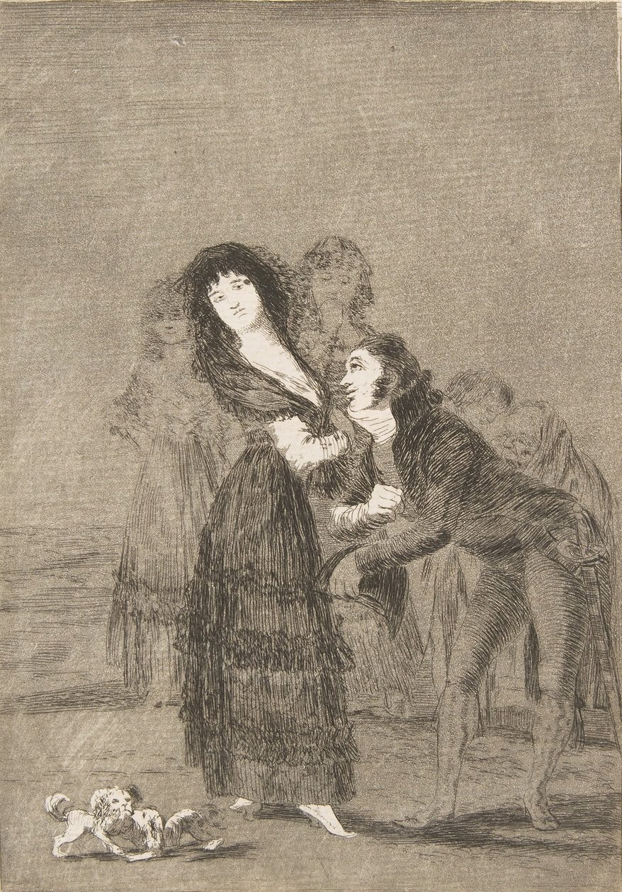 Levy 27 Los Caprichosista: Kumpi niistä on voitetumpi Quien mas rendido, 1799. tekijältä Francisco de Goya
