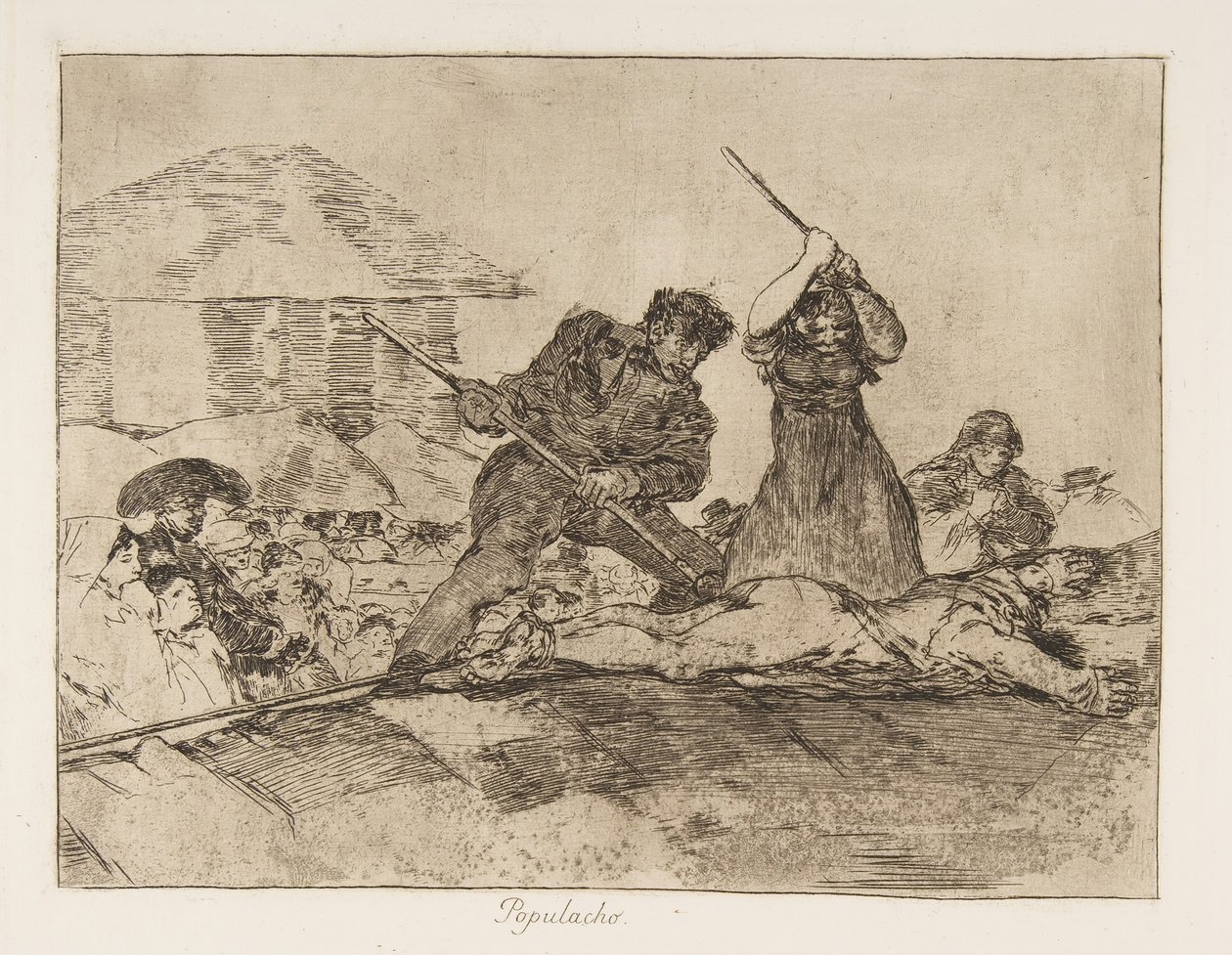 Levy 28 teoksesta The Disasters of War Los Desastres de la Guerra: Rabbl..., 1810, julkaistu 1863. tekijältä Francisco de Goya