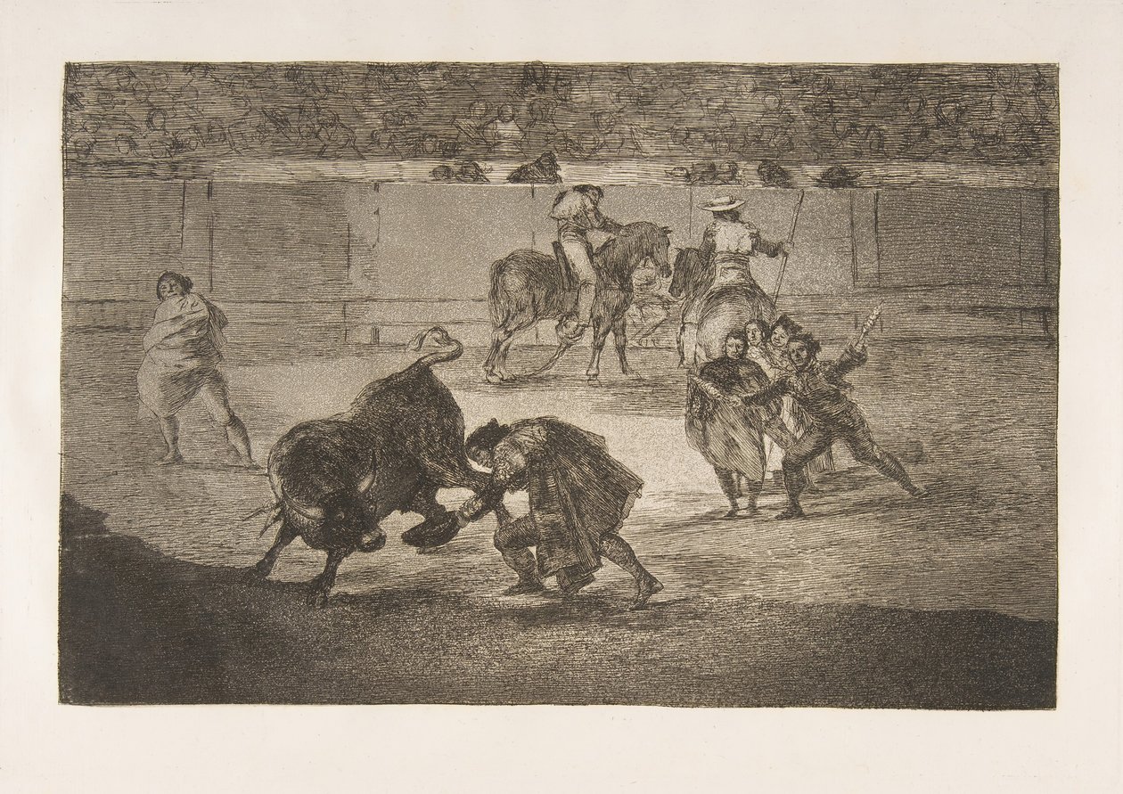 Tauromachian levy 29: Pepe Illo tekee leikkauksen läpi., tekijältä Francisco de Goya