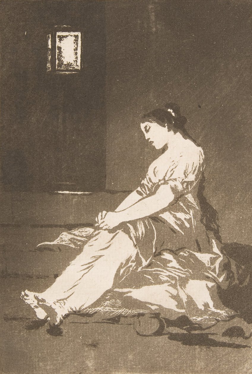 Kilpi 32 Los Caprichosista: Koska hän oli herkkä., 1799. tekijältä Francisco de Goya