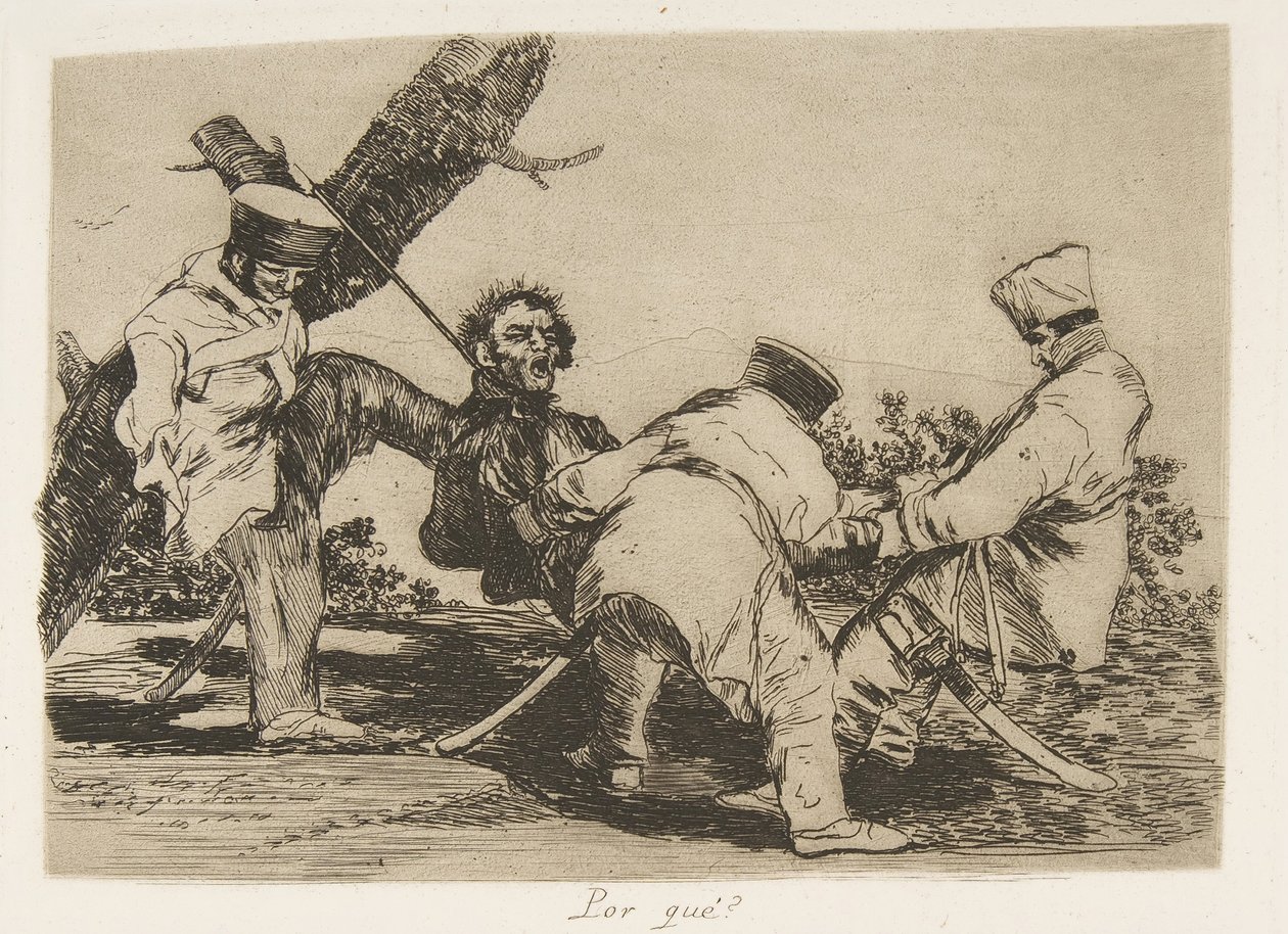 Levy 32 julkaisusta "The Disasters of War" Los Desastres de la Guerra: "Miksi...", 1810, julkaistu 1863. tekijältä Francisco de Goya