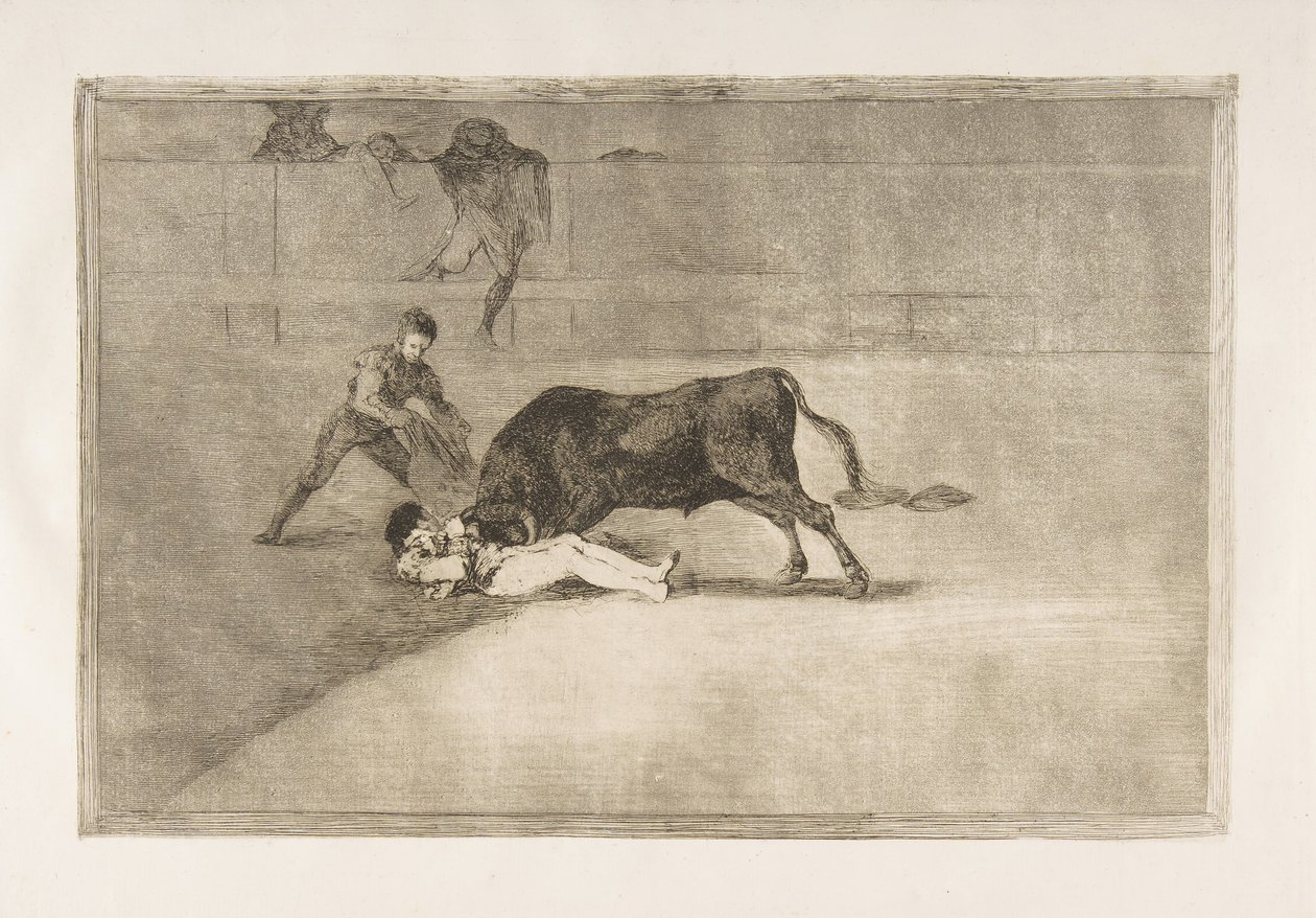 Tauromaquian levy 33: Pepe Illon onneton kuolema kehässä Madridissa, 1816. tekijältä Francisco de Goya