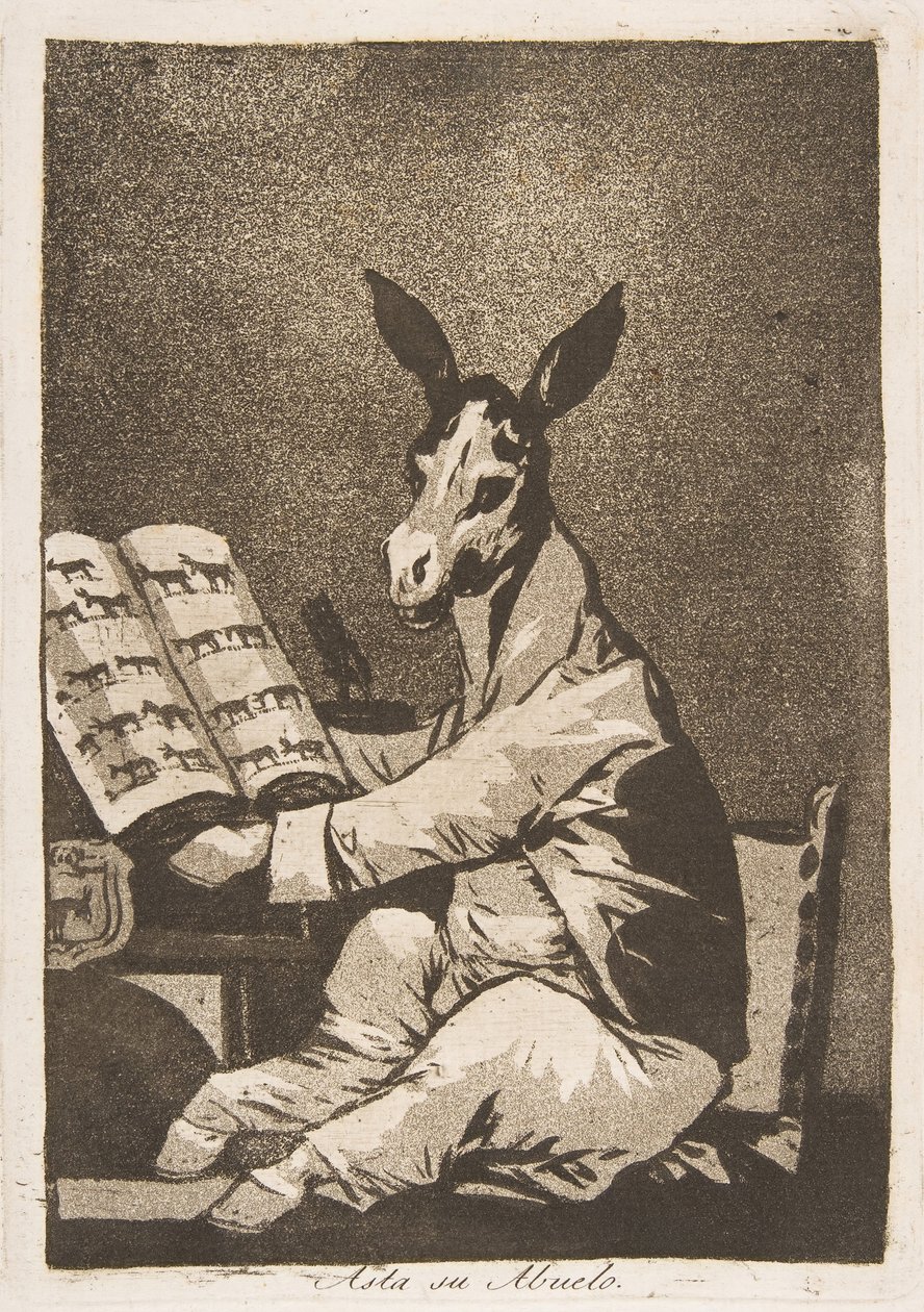 Levy 39 Los Caprichosista: Ja niin oli hänen isoisänsä. Asta su Abuelo., 1799. tekijältä Francisco de Goya