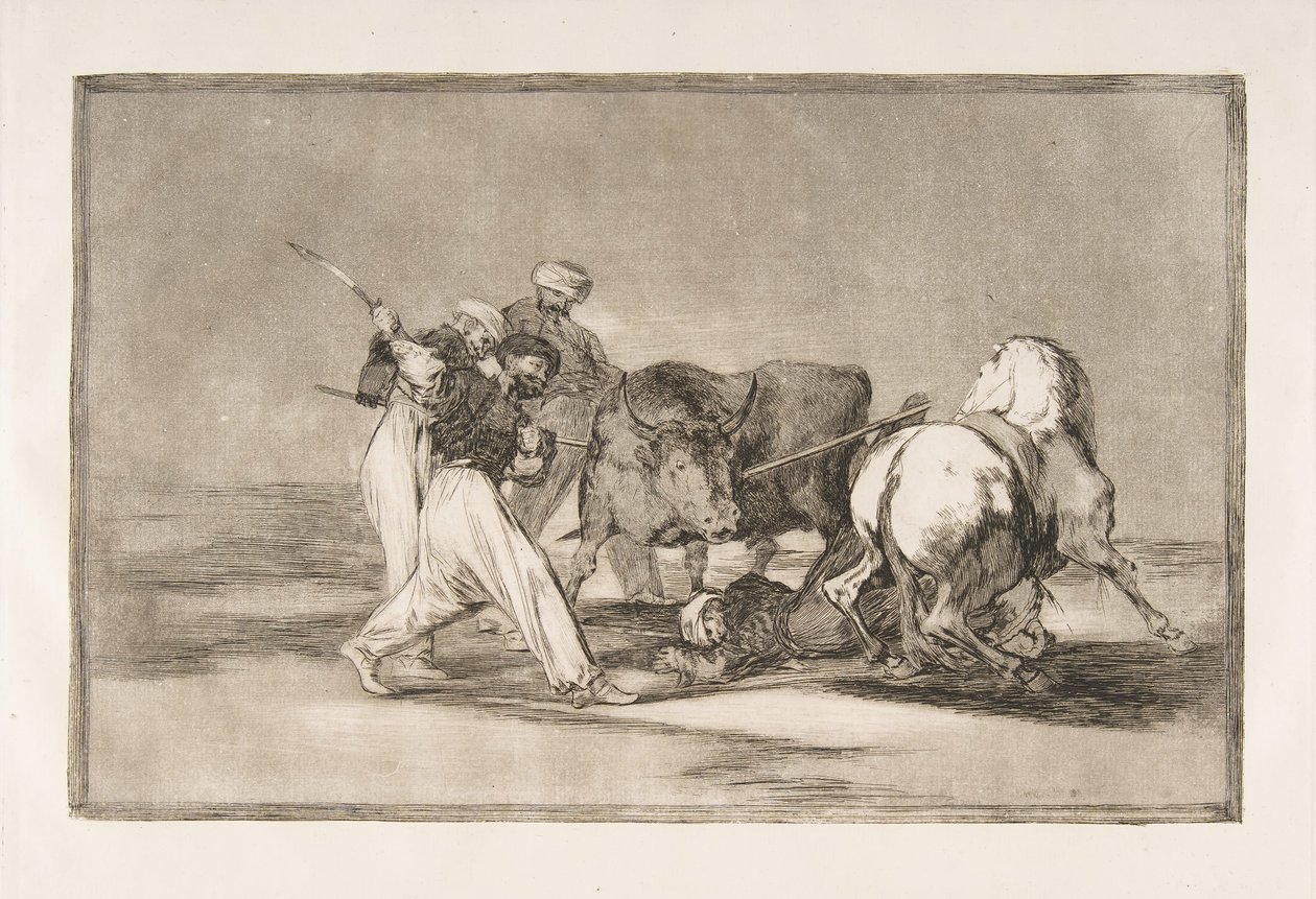 Tauromaquian taulu 3: maurit asettuivat Espanjaan luopumalla vuoden 1816 taikauskoista. tekijältä Francisco de Goya