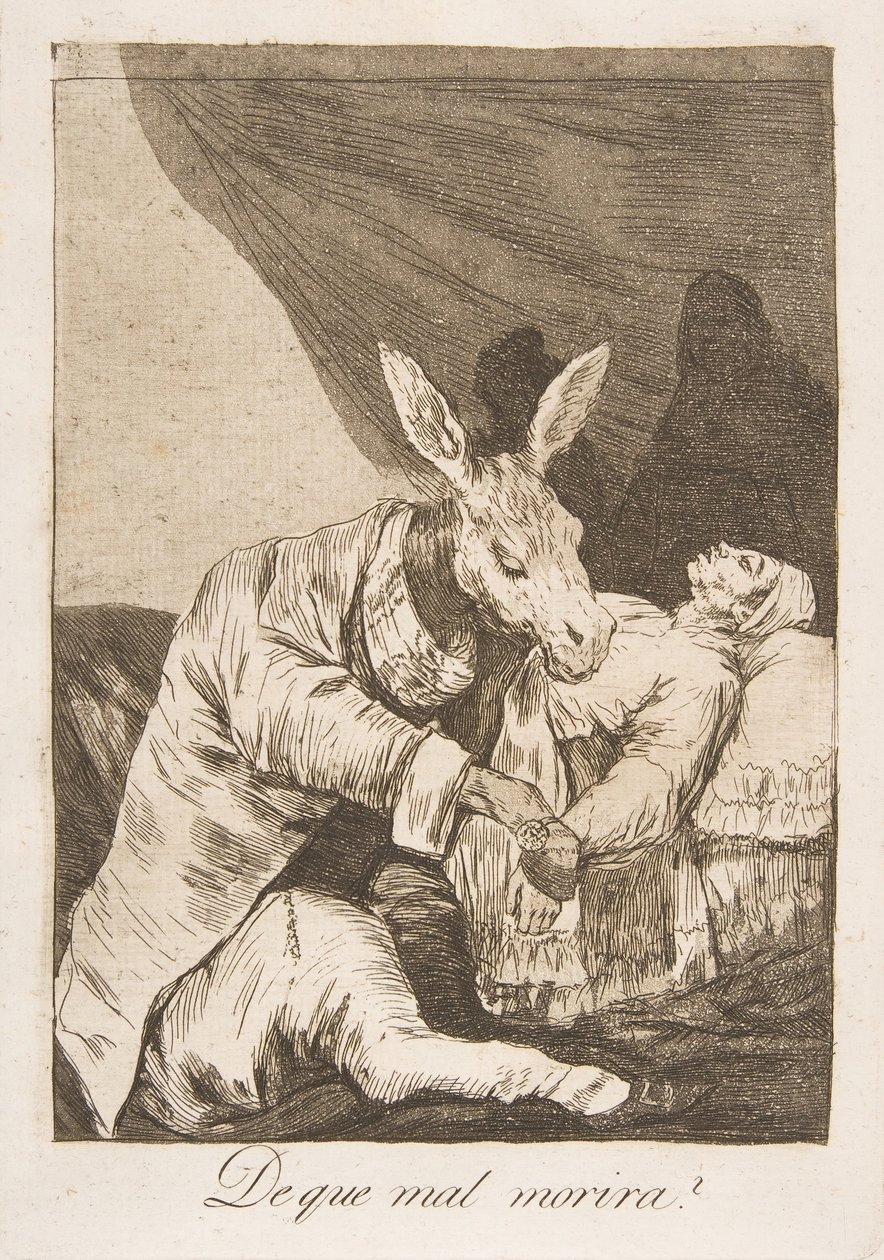 Levy 40 Los Caprichosista: Mihin sairauteen hän kuolee De que mal morira, 1799. tekijältä Francisco de Goya
