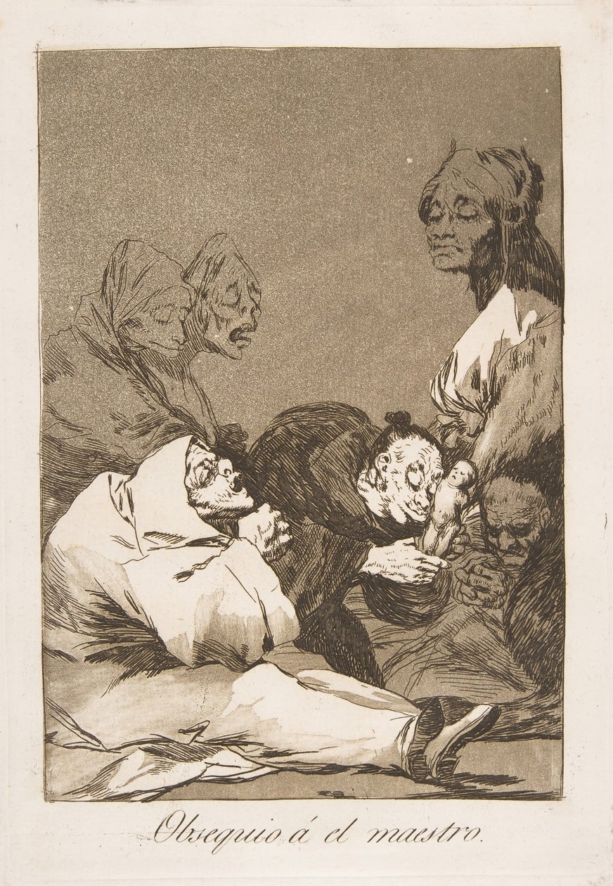 Lauta 47 Los Caprichosista: Lahja mestari Obsequio á el maestrolle, 1799. tekijältä Francisco de Goya