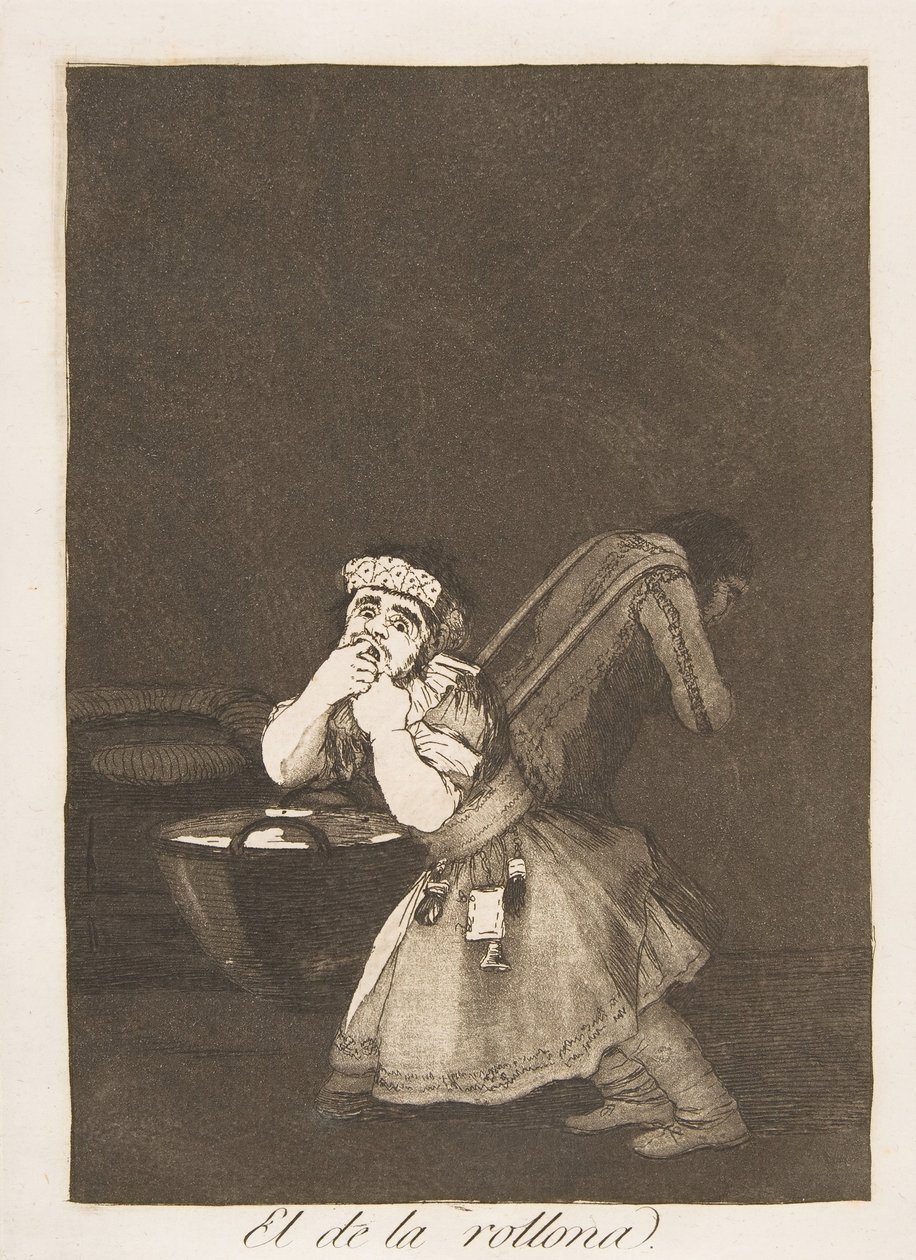 Levy 4 Los Caprichosista: Nannys boy El de la rollona., 1799. tekijältä Francisco de Goya