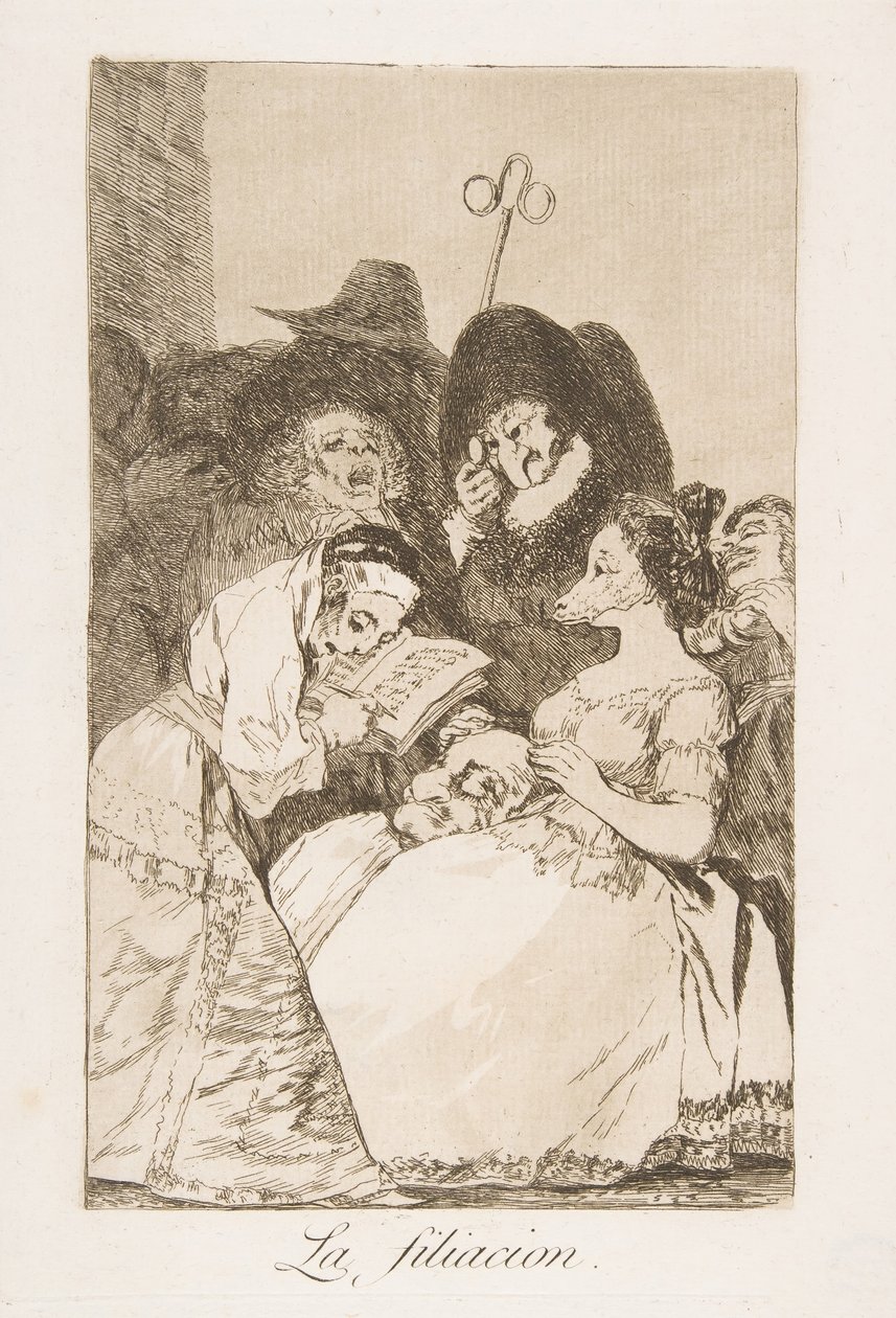 Levy 57 Los Caprichosista: The filiation La filiacion., 1799. tekijältä Francisco de Goya