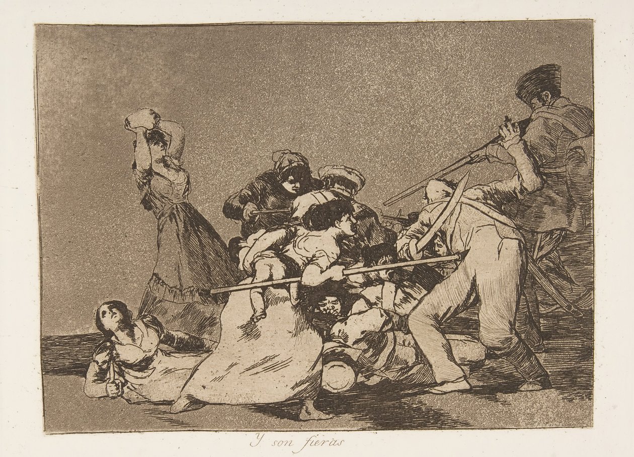 Levy 5 teoksesta "The Disasters of War" Los Desastres de la Guerra: "And t..., 1810, julkaistu 1863. tekijältä Francisco de Goya